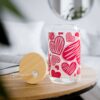 Heartfelt Sipper Glass, 16oz, Cute Love Drinkware, Valentine's Day Gift, Romantic Kitchen Decor, Heart Patterned Water Glass