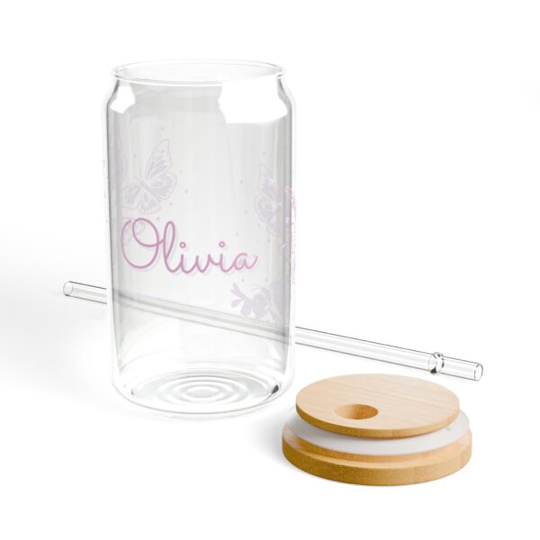 2980412089690752638_2048.jpeg Personalized Butterfly Sipper Glass, 16oz Glass with Straw, Unique Drinkware Gift, Custom Name Tumbler, Eco-Friendly Beverage Bottle