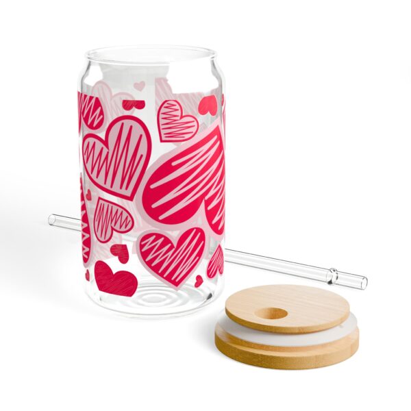 4590883539053362600_2048.jpeg Heartfelt Sipper Glass, 16oz, Cute Love Drinkware, Valentine's Day Gift, Romantic Kitchen Decor, Heart Patterned Water Glass