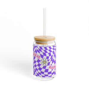 Colorful Sipper Glass, Fun Retro Drinkware for Smoothies, Cocktails, and Parties, Perfect Gift for Friends and Celebrations